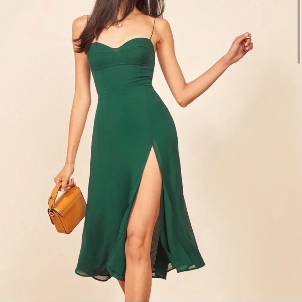 Reformation Juliette Dress in Emerald Green